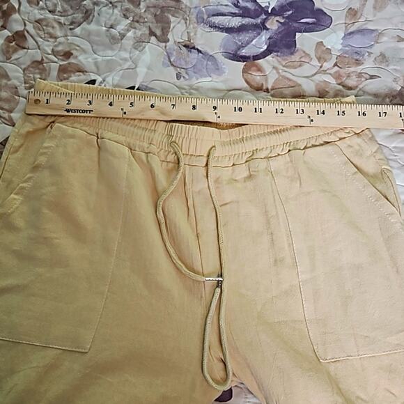 NWOT Cotton Linen Lightweight Wide Leg Cropped Pants Sz Medium Deep Pockets - Picture 5 of 7